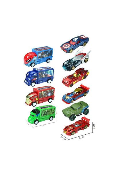 STEM 5 Set Assorted Character Avengers Glide Alloy Cars - 8CM Road Racing Cars - Suitable for Ages 3+