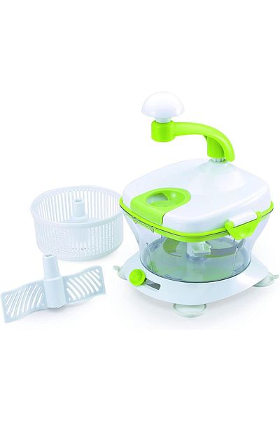 mastergold Manual Vegetable Chopper & Salad Spinner 5-in-1 Hand Food Processor with Whisk, Cutter, and Dryer