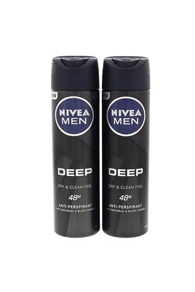 NIVEA بخاخ مزيل العرق دراي آند كلين فيل المضاد للتعرق للرجال، عبوة اقتصادية، 2 × 150 مل