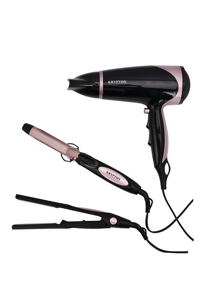 KRYPTON 3-in-1 Hair Dryer, Straightener & Curler, 2 Speed, 3 Heat, Cool Shot, Swivel Cord, PTC, DC Motor