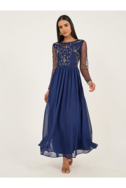 Styli فستان ماكسي مزين بأكمام طويلة وقصة A