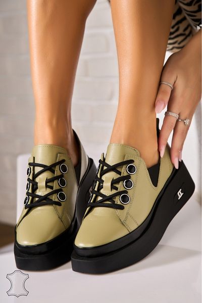 Joana Women's Loafers Natural Leather Green Jalina