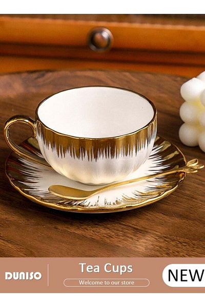 Generic Duniso Ceramic Tea Cup And Saucer Set, Porcelain Tea Set For Tea Party, Latte Cup And Espresso