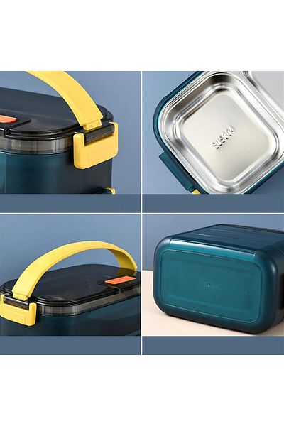 COOYA Stainless Steel Lunch Bag,Double Layer,Microwave Heating,Insulated Compartment