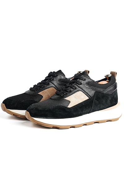 TETRİ Yelax Model Real Leather Handmade Men's Black Sneaker Shoes