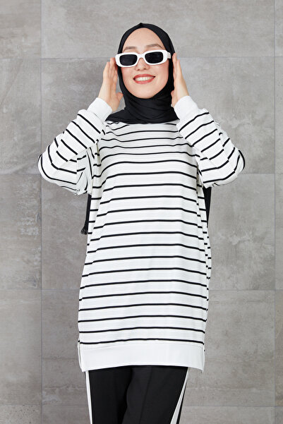 DPARİS Φούτερ με ριγέ Crew Neck