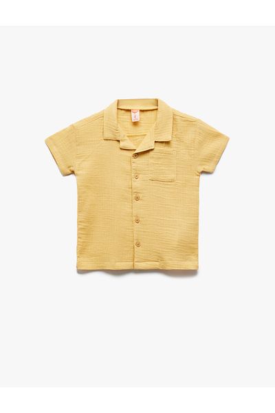 Koton Cotton Buttoned Pocket Detailed Short Sleeve Muslin Shirt