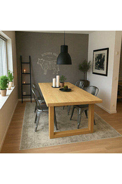 Timber'sTeam -Salda- Ahşap Kütük Yemek Masası / Toplantı Masası / Çalışma Mas...