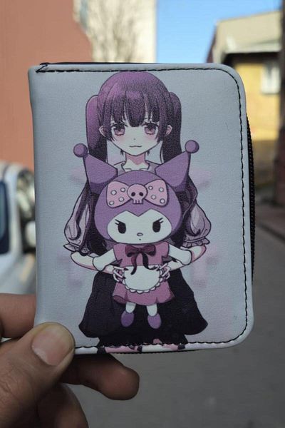 Köstebek White Kuromi with Anime Girl Short Wallet