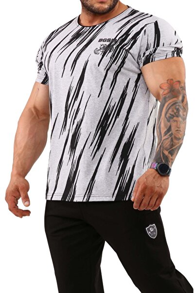 BGSM Tricou sport din bumbac pentru bărbați, cu croială atletică, BGSM 2911