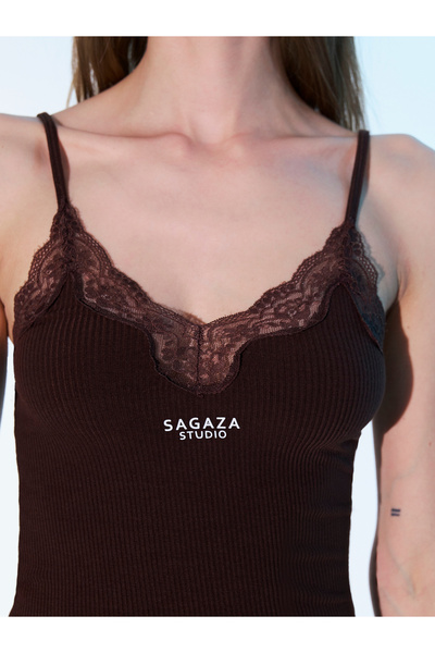 Sagaza Studio Ss6003 Candice Κορμάκι με λουράκι με λεπτομέρεια από δαντέλα