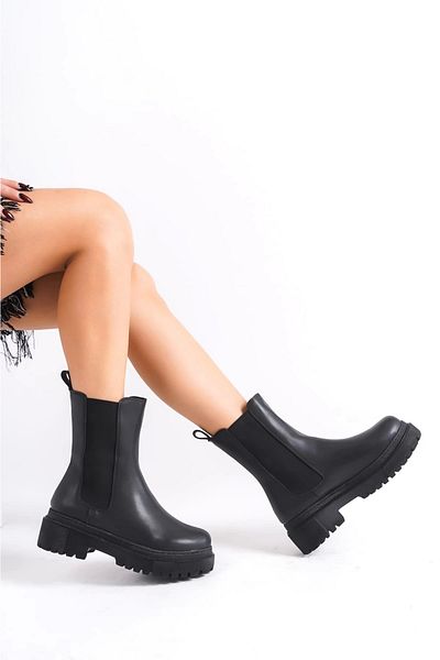 TB Terzi Bey Lora Laceless Elastic Orthopedic Sole Γυναικείες Μπότες Cst - Μαύρο
