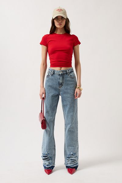 Black Fashion Ripped Blue Jeans