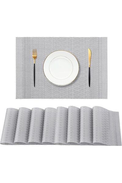 COOYA Placemats Set of 8, Heat Resistant Non-Slip Place mats, Washable Durable PVC Vinyl Woven