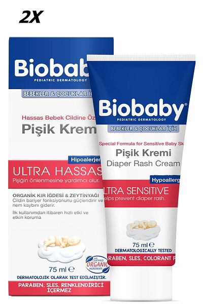 Biobaby Diaper Rash Cream for Ultra Sensitive Babies and Children 2X75Ml