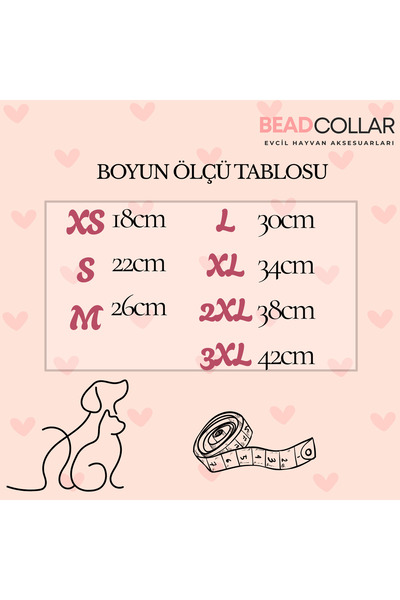 BEAD COLLAR Hi Yazılı Charmlı Renkli Boncuklu Kedi Köpek Tasma Kolye