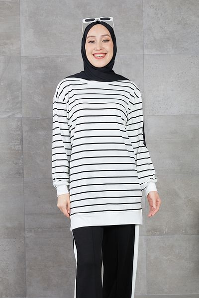 DPARİS Φούτερ με ριγέ Crew Neck