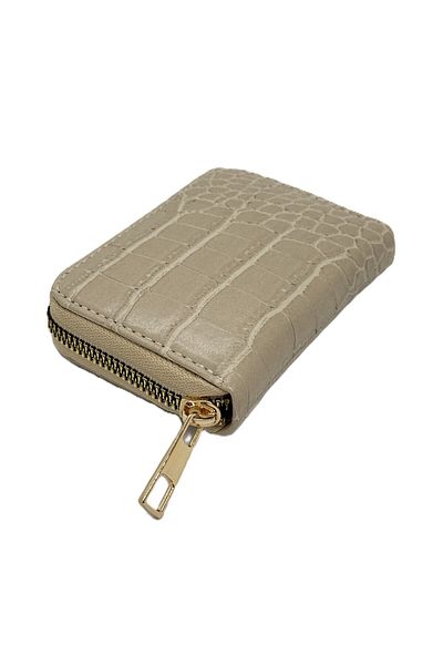 Womancraft Crocodile Leather Zippered Accordion Card Holder