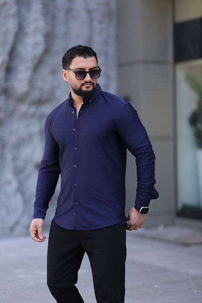 Klothy Ανδρικό πουκάμισο με λεπτή εφαρμογή που απορροφά τον ιδρώτα και αναπνέει εύκολα 2479