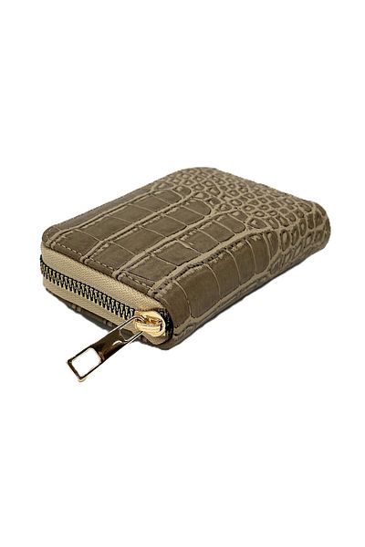 Womancraft Crocodile Leather Zippered Accordion Card Holder