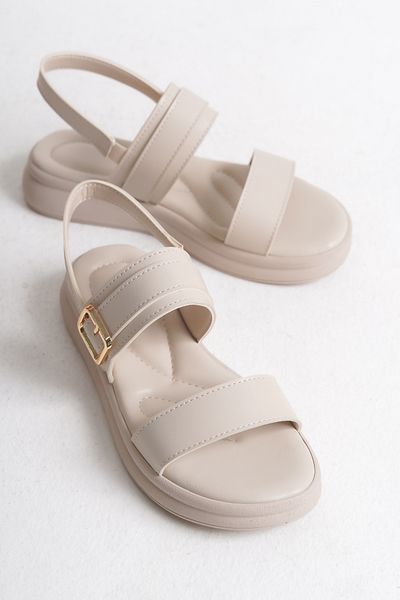 Entella Store Sandale de zi cu zi confortabile pentru femei, bej, cremă, cu curele duble