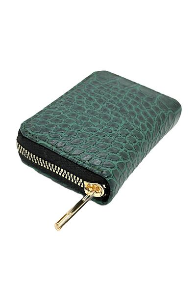 Womancraft Crocodile Leather Zippered Accordion Card Holder