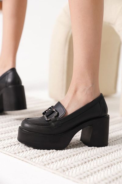 EMOYRA Дамски мокасини Felice Black Skin Silver Sack