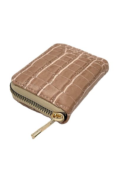 Womancraft Crocodile Leather Zippered Accordion Card Holder