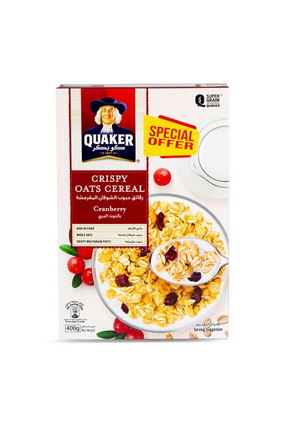 Quaker Cranberry Crispy Oats Cereal Value Pack 400 g