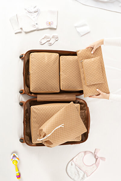 REKHOME مجموعة من 6 حقائب للعناية بالطفل باللون البيج، منظم حقائب لخروج الطفل من المستشفى، منظم متعدد الأغراض