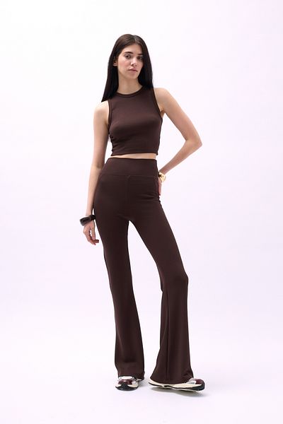 Black Fashion Кафява блуза с яка тип плувец
