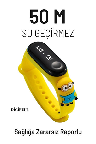 DİGİFULL Figürlü Dijital Led Çocuk Saati Dokunmatik Ekranlı Su Geçirmez Oyunc...