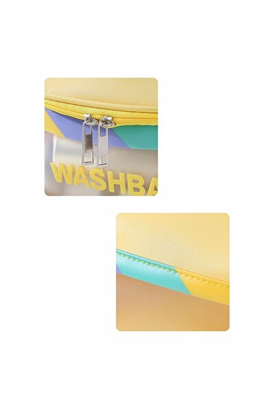 Flippy Travel Cosmetic Bag, Waterproof, Matte Translucent, 22 x 16 x 14 cm, Yellow