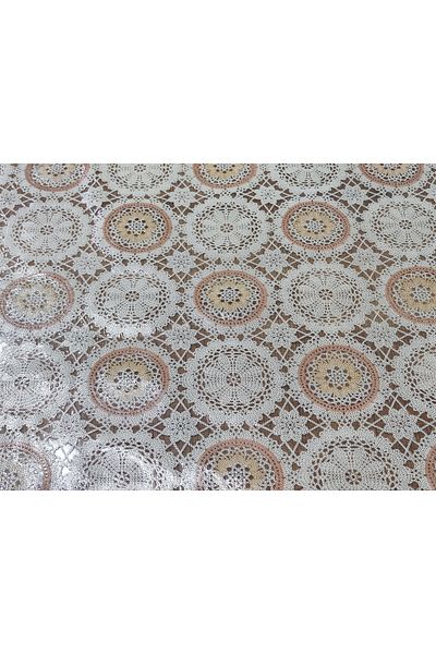 Seron Luxurious Round Pattern Transparent Pvc Tablecloth with Lace Look Stylish Design