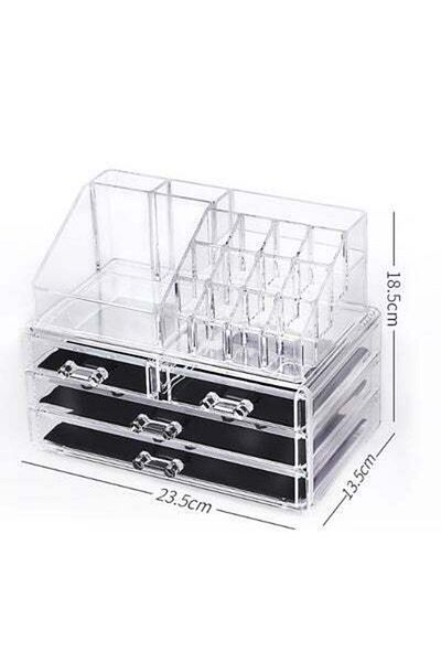 HALAMODO 2-piece Desktop Storage Box Set, Cosmetics, Jewelry, Snacks And Stationery Storage Boxes, Transparen