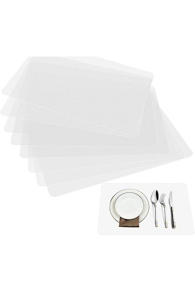 COOYA Translucent Plastic Placemats Set,Washable,Heat Resistant,Non-Slip 8pack