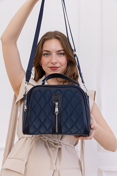 FARBAG Nakışlı Suni deri ayarlanabilir çapraz askılı büyük 3 gözlü el ve omuz çantası