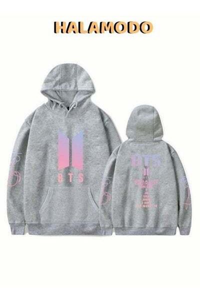 HALAMODO Casual BTS Printed Long Sleeve Round Collar Hoodie Top