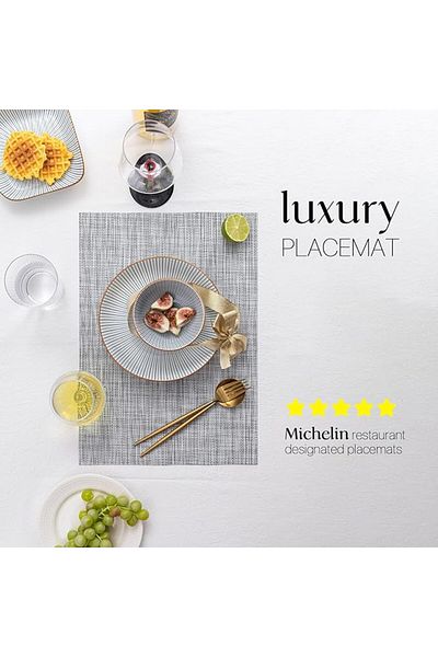 COOYA Placemats Set of 4 Vinyl/Plastic Woven Washable Placemat Heavy-Duty Wipeable Dining Table Mats