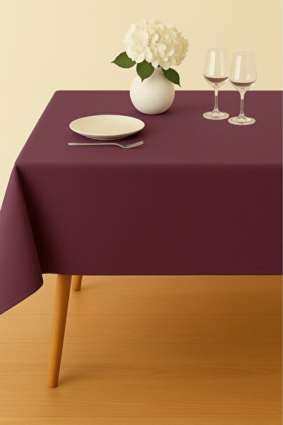 Luvora Home Luna Serisi Kadife Dokulu Masa Örtüsü - Mürdüm