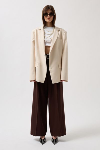 Black Fashion Πέτρινο μπουφάν με λεπτομέρεια τσέπης oversize