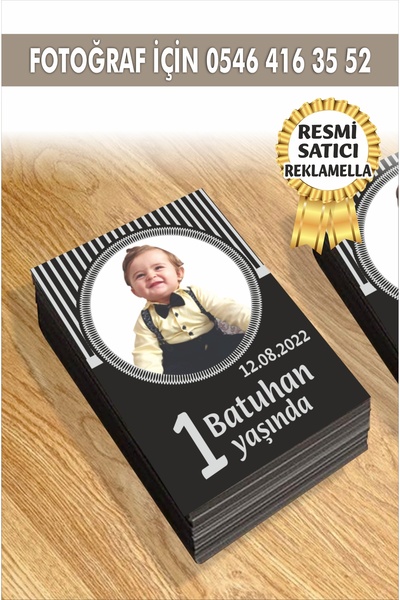 reklamatolye Kişiye Özel Resimli Doğum Günü Magneti 3 Temalı 7x5 Cm 10 Adet