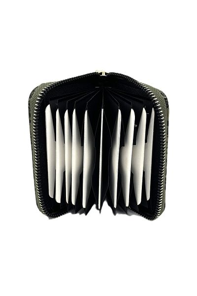 Womancraft Crocodile Leather Zippered Accordion Card Holder