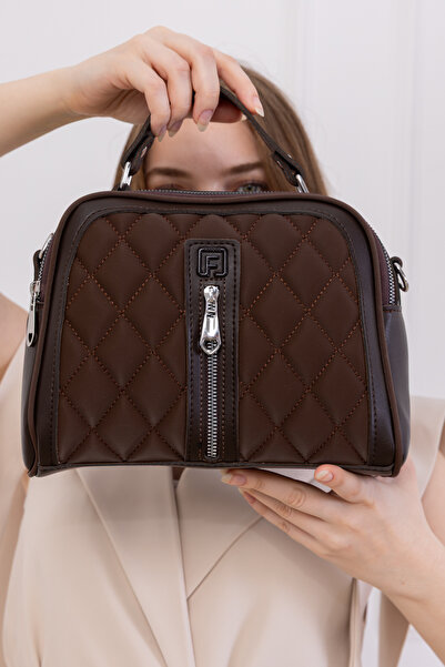 FARBAG Nakışlı Suni deri ayarlanabilir çapraz askılı büyük 3 gözlü el ve omuz çantası