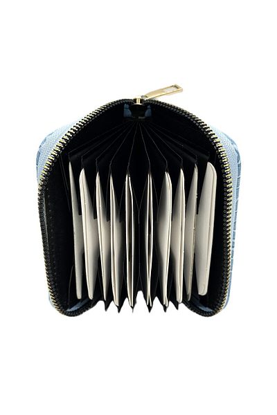 Womancraft Crocodile Leather Zippered Accordion Card Holder
