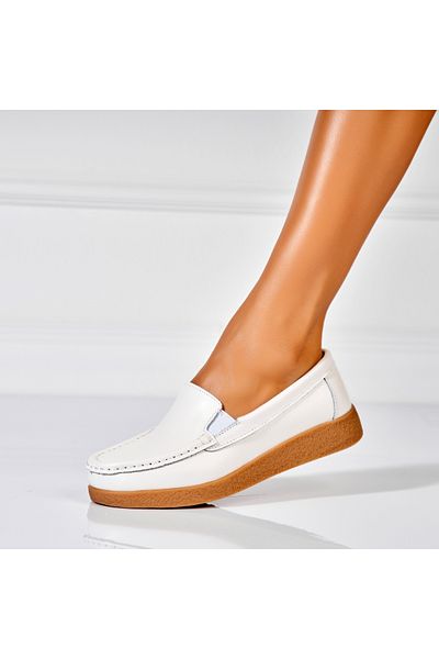 Joana Women's Loafers Natural Leather White Dona