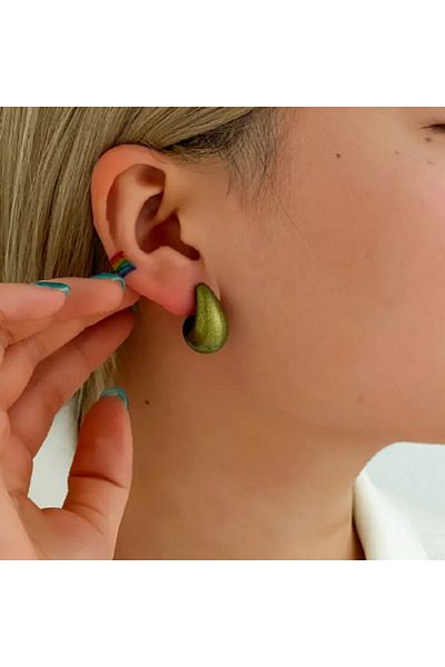 TChic 3Pcs Water Drop Green-White Earrings