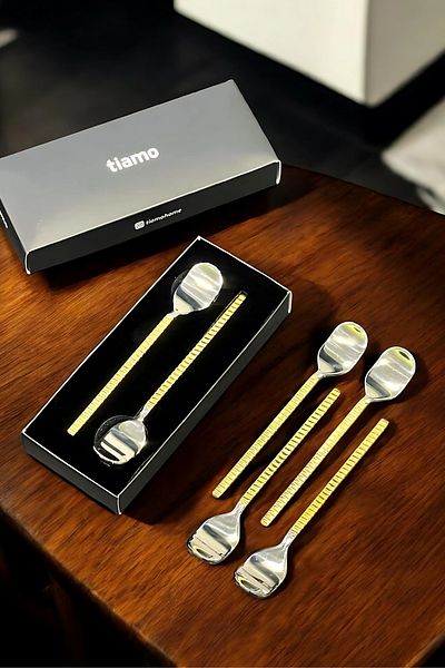ÖzSa Home Set of 6 Stainless 18/10 Teaspoons Stainless Tarnish-Free Roman Presentation Spoon Steel Spoons 11 cm