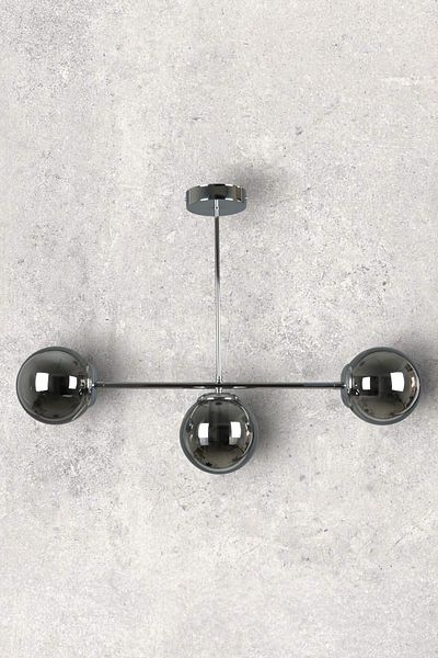 Fer Avize Neron Special Design - Chrome Smoked Glass 3-Piece Chandelier: Living Room, Kitchen and Bedroom