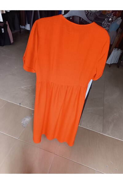 MODA فستان بأزرار متوسطة الطول ورقبة على شكل حرف V مقاس كبير